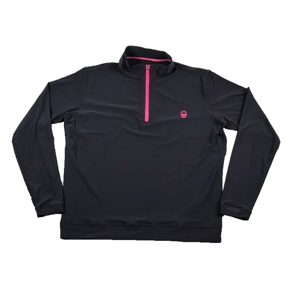 SWAG Performance Golf Drop 2.0 Skull Quarter-Zip Pullover Mens L Black Neon Pink